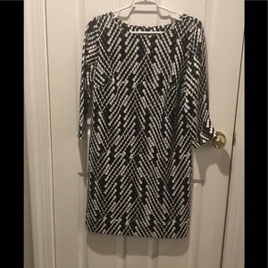Black and White 3/4 Length Sleeve Dress